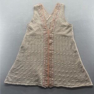 Free People Women’s Wool Blend Sleeveless Open stitch Sweater Dress Boho Fairy M